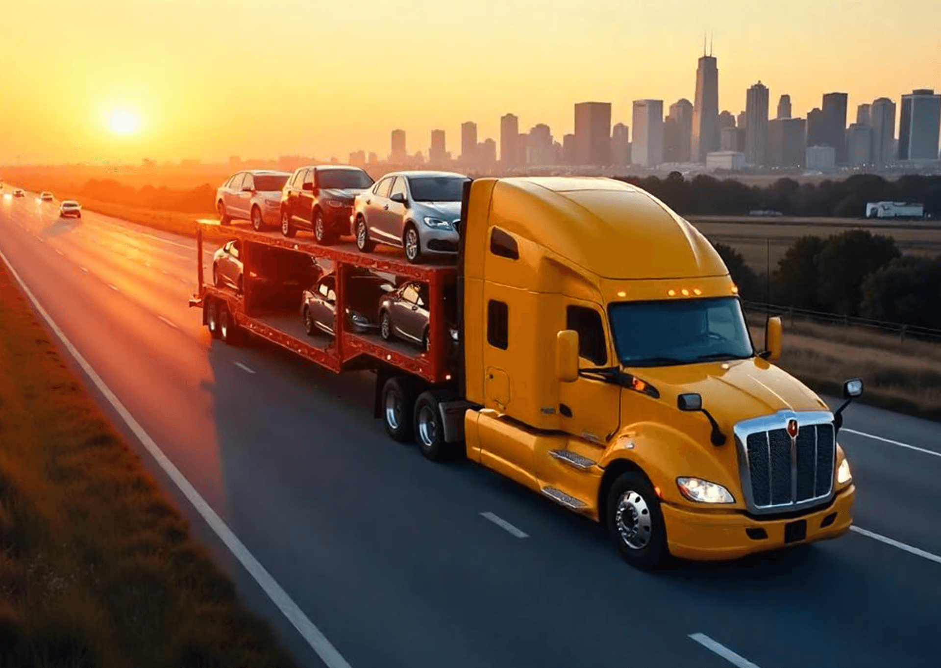 A large freight truck on the road