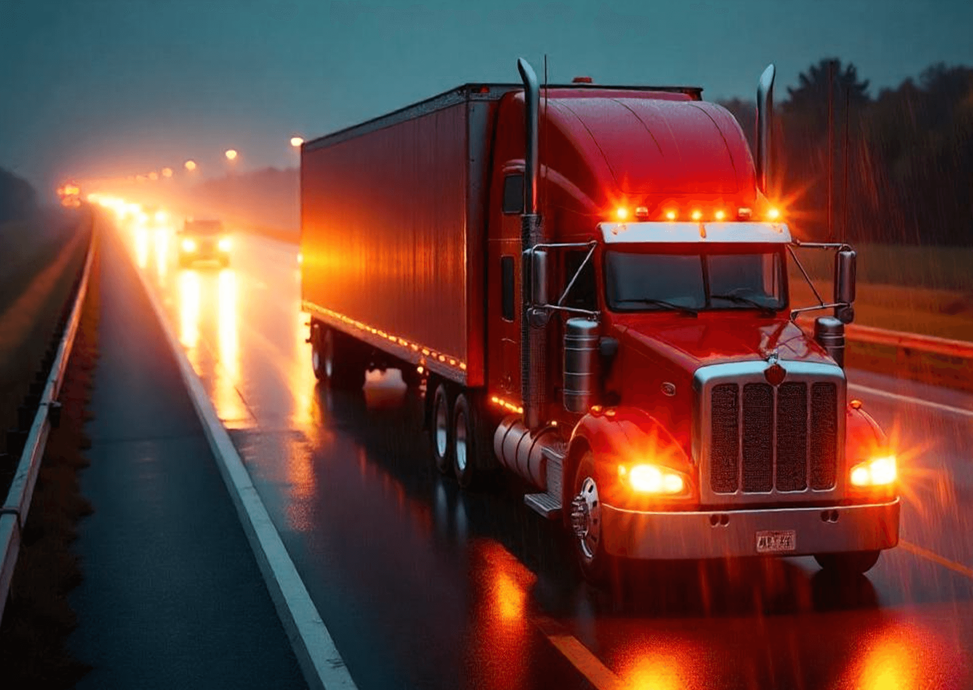 A large freight truck on the road